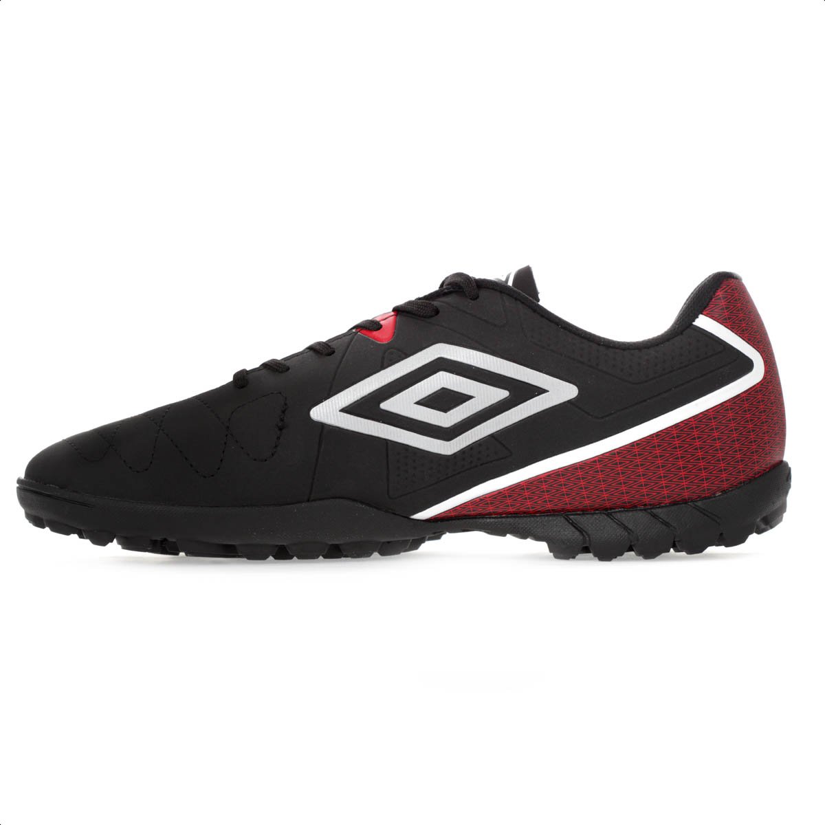 Chuteira Umbro Society Attak Eternal Preta Vermelha e Branca - Masculina Preto 3