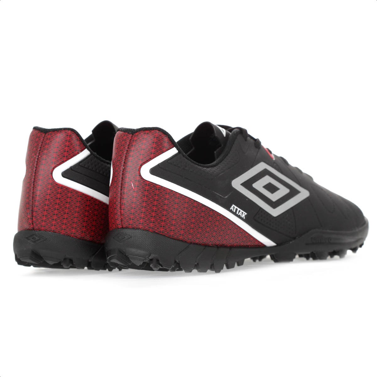 Chuteira Umbro Society Attak Eternal Preta Vermelha e Branca - Masculina Preto 5