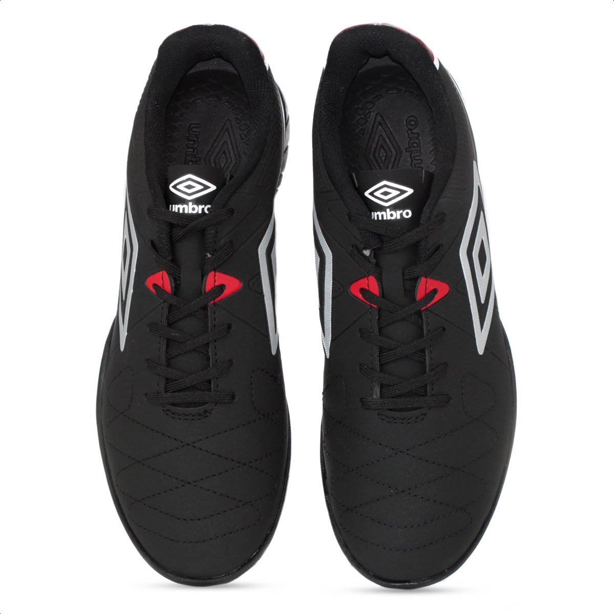 Chuteira Umbro Society Attak Eternal Preta Vermelha e Branca - Masculina Preto 6