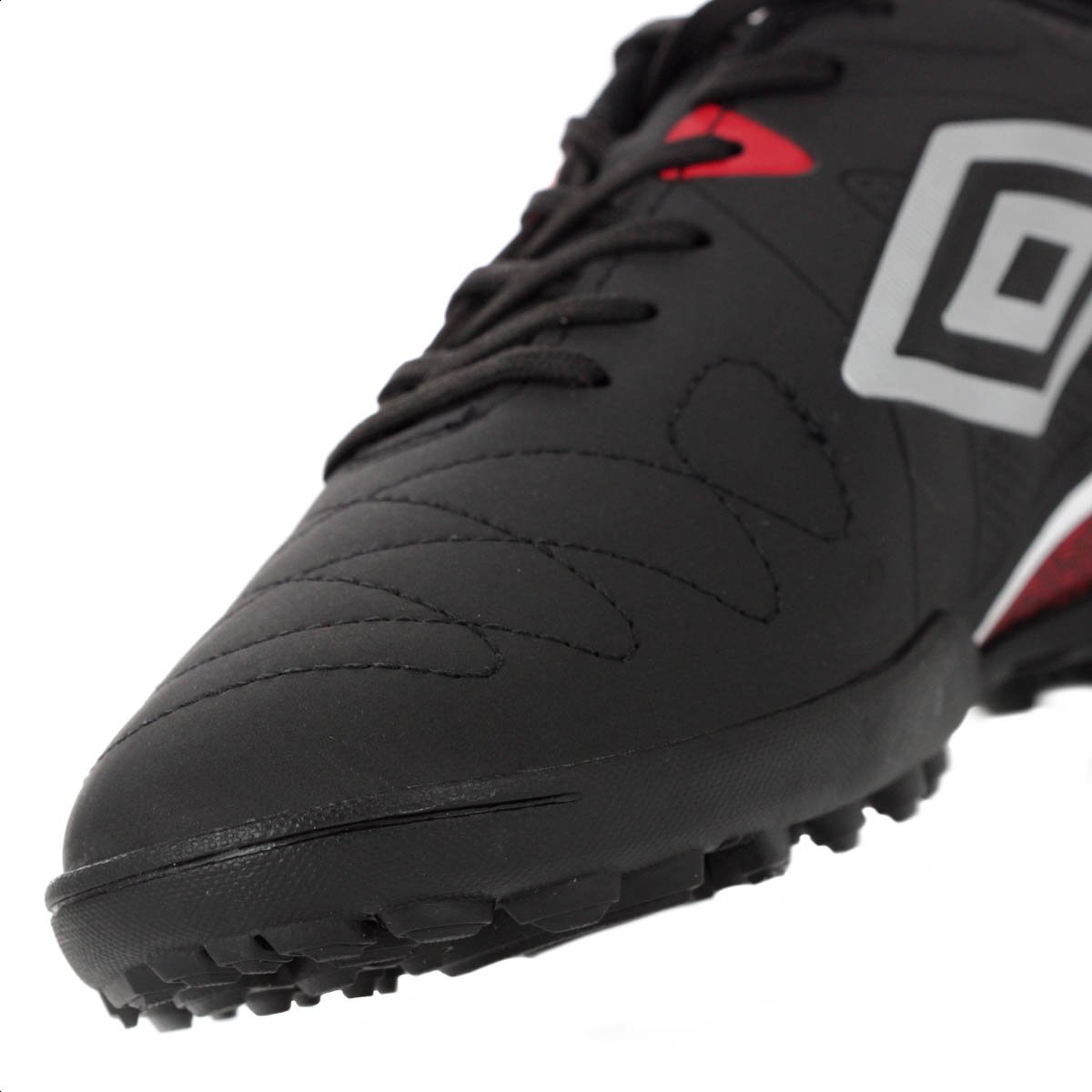 Chuteira Umbro Society Attak Eternal Preta Vermelha e Branca - Masculina Preto 8