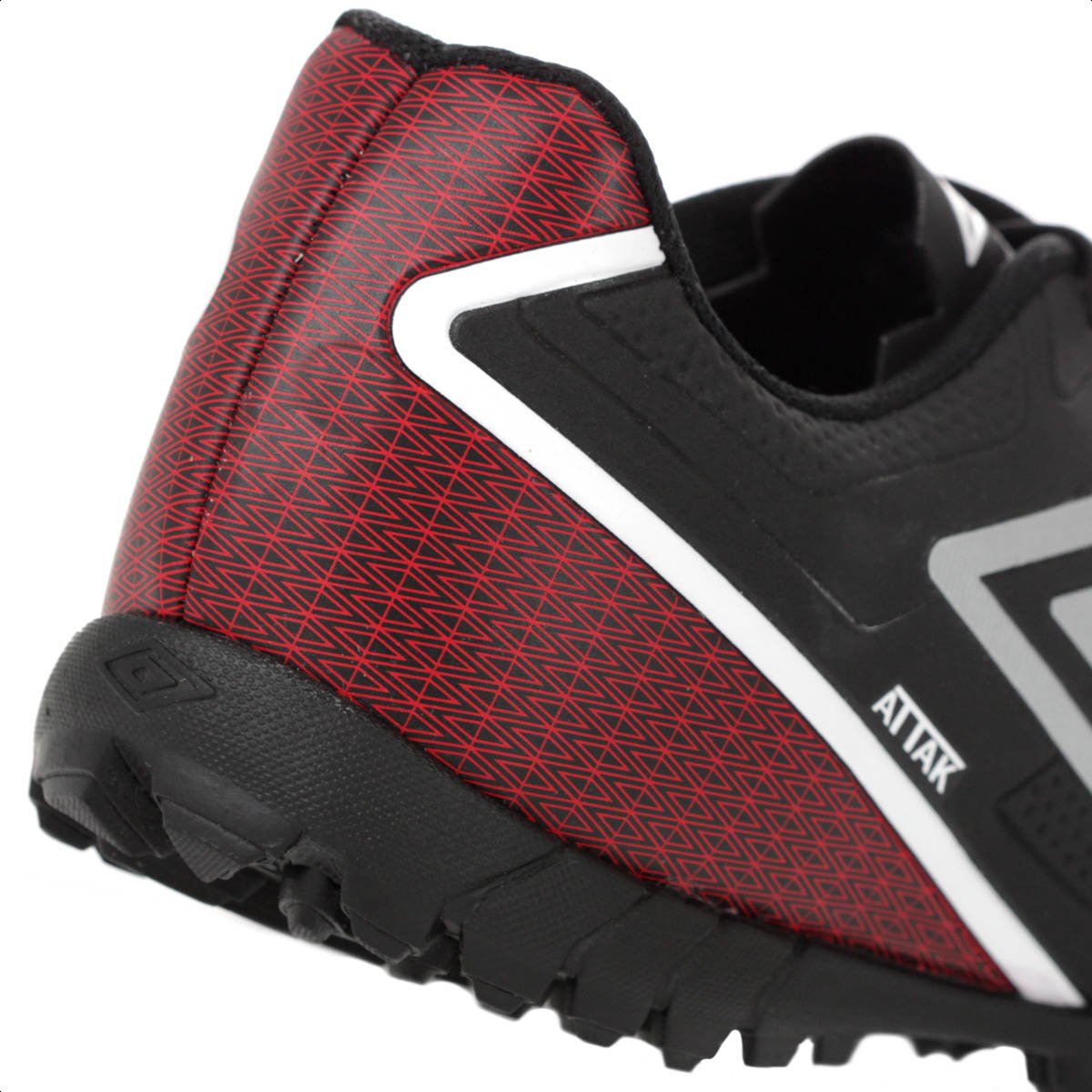Chuteira Umbro Society Attak Eternal Preta Vermelha e Branca - Masculina Preto 9