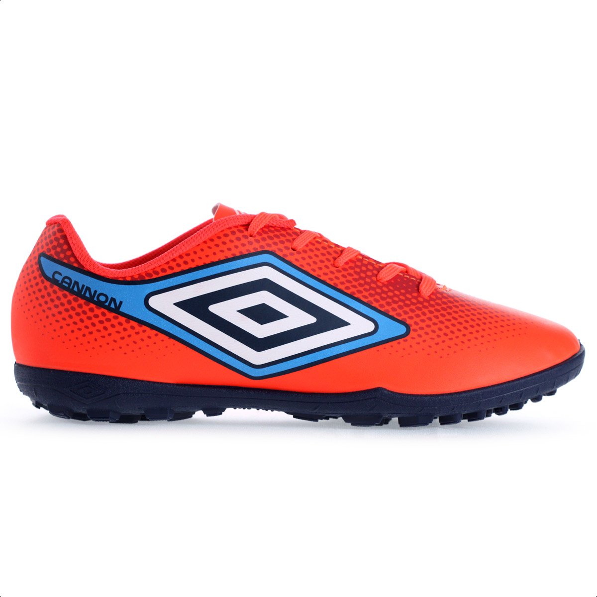 Chuteira Umbro Society Cannon Coral Vermelho e Azul - Masculina Coral 2