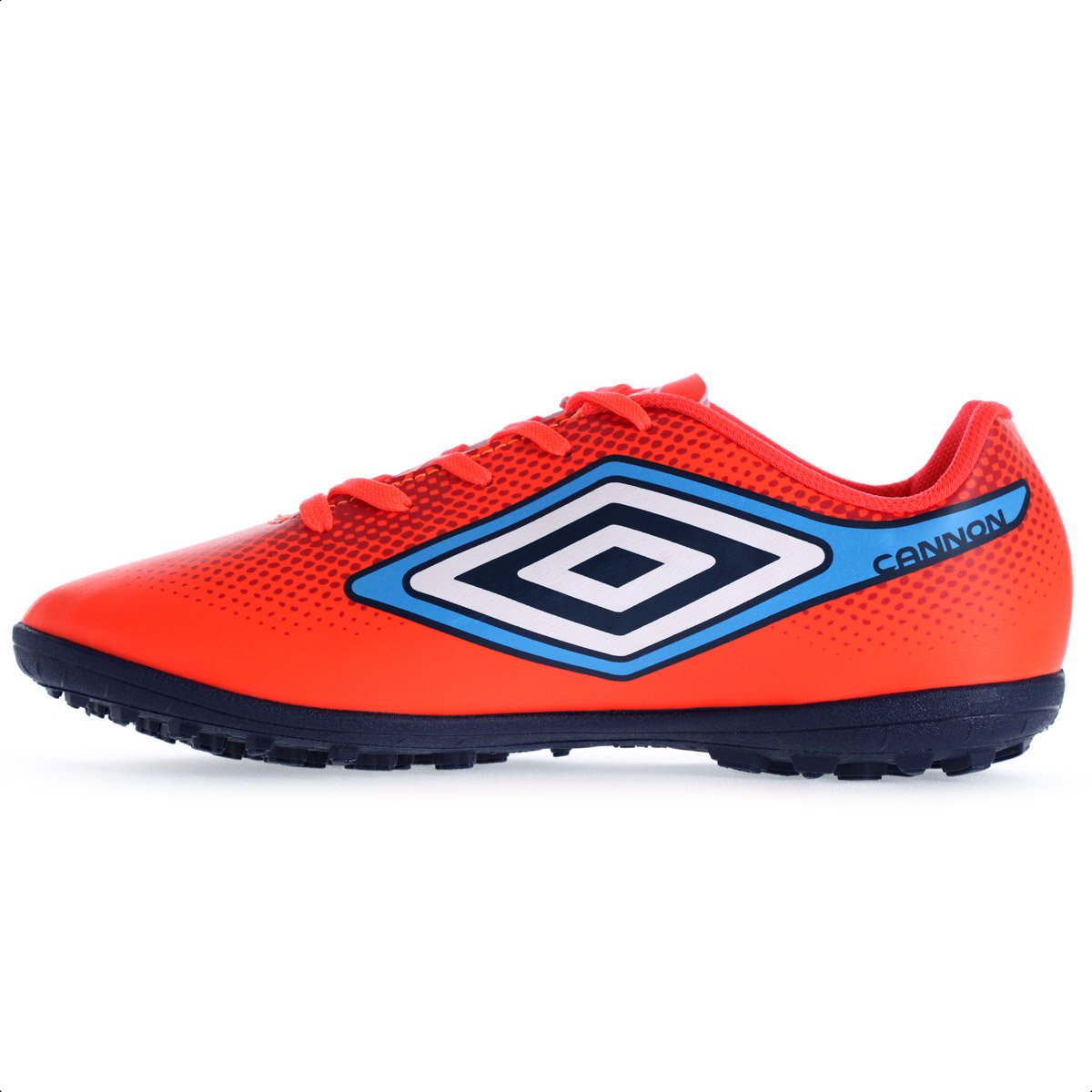 Chuteira Umbro Society Cannon Coral Vermelho e Azul - Masculina Coral 3
