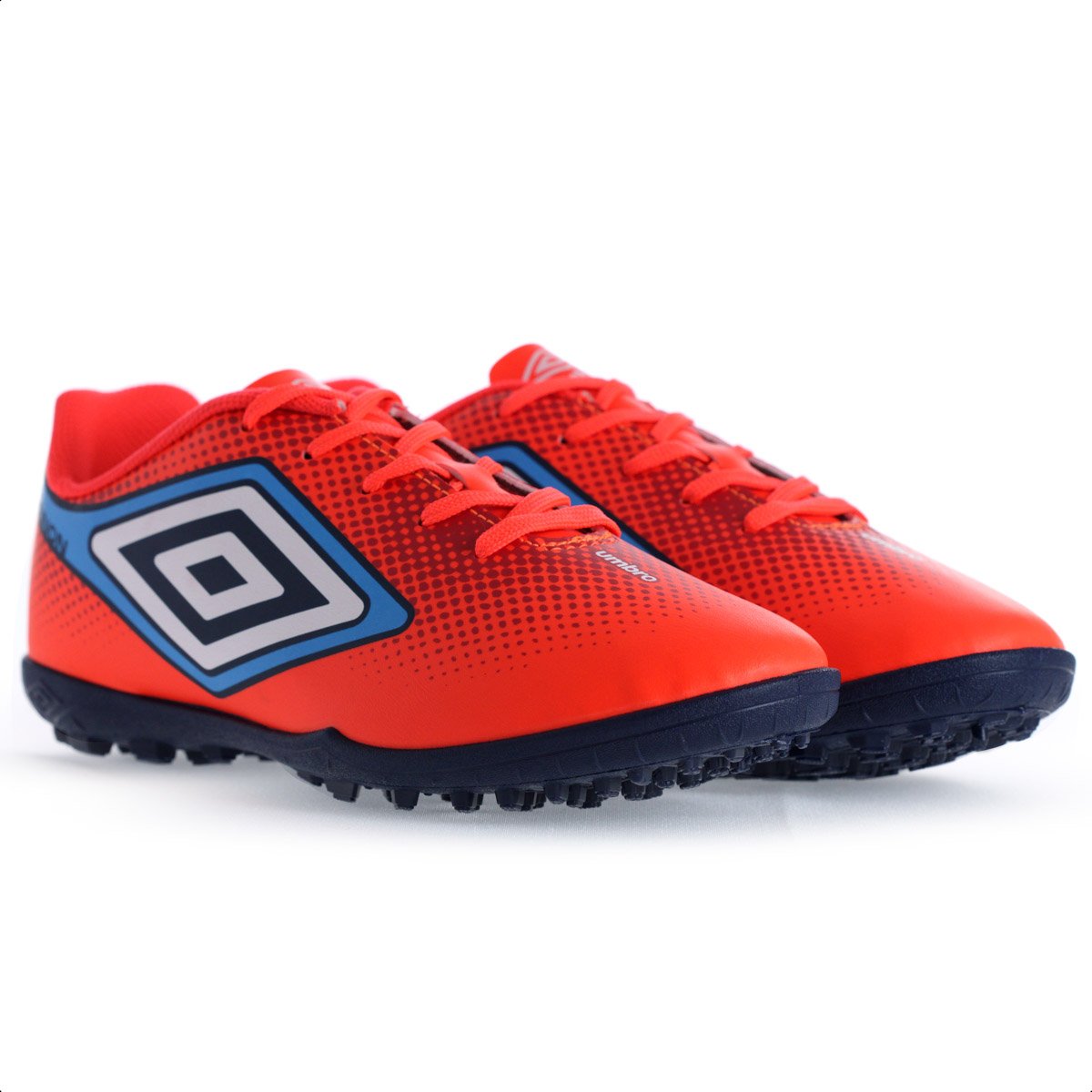 Chuteira Umbro Society Cannon Coral Vermelho e Azul - Masculina Coral 4