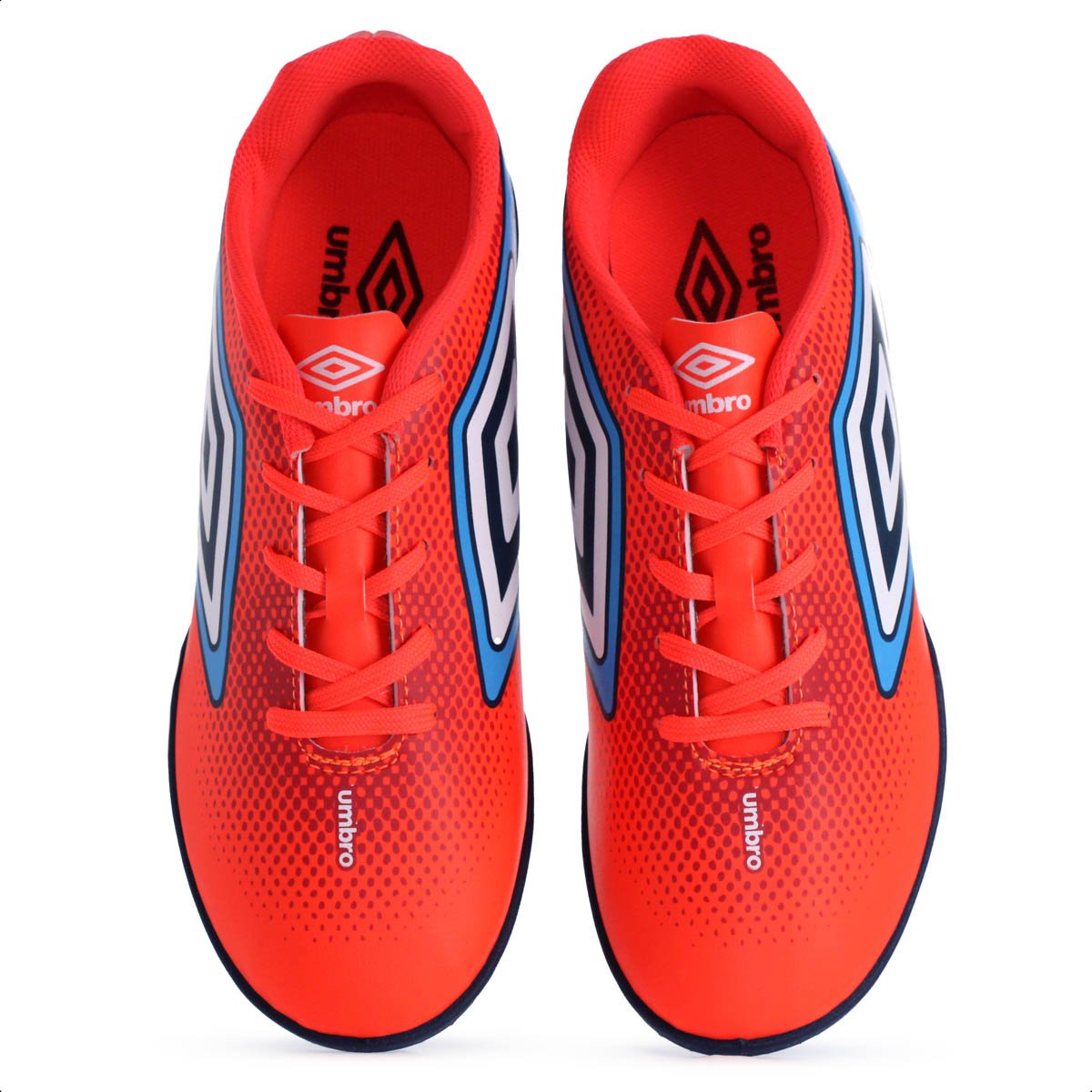 Chuteira Umbro Society Cannon Coral Vermelho e Azul - Masculina Coral 6