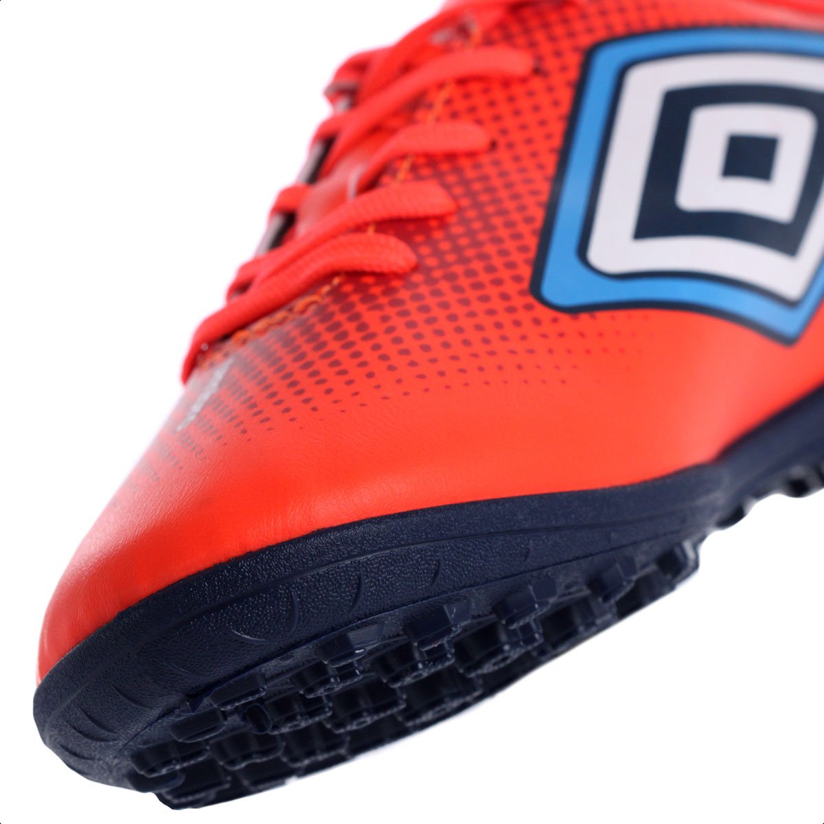 Chuteira Umbro Society Cannon Coral Vermelho e Azul - Masculina Coral 8