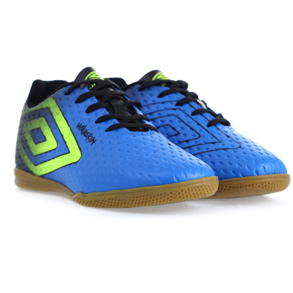Chuteira Umbro Futsal Warskin JR Azul Verde e Preto - Infantil Azul 4