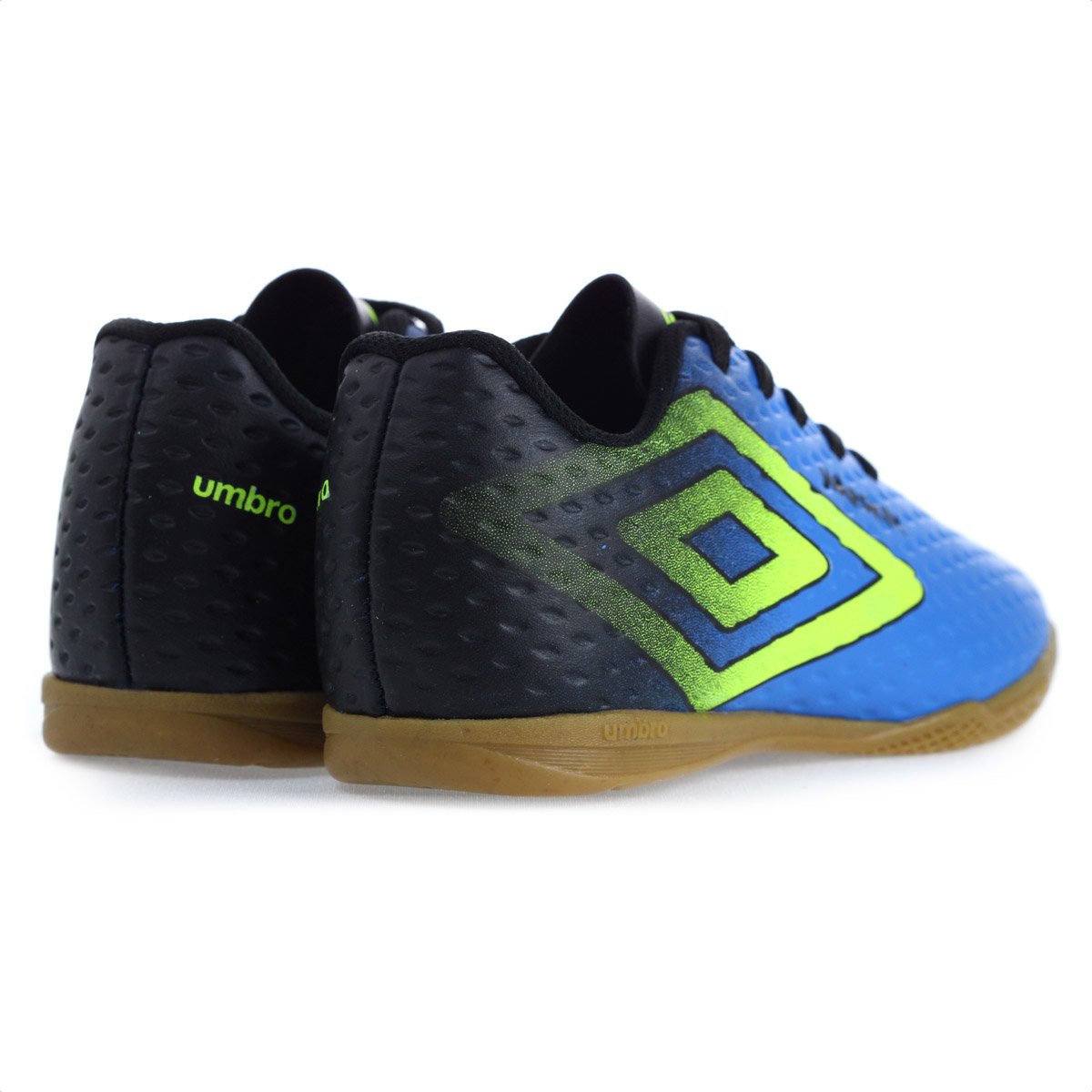 Chuteira Umbro Futsal Warskin JR Azul Verde e Preto - Infantil Azul 5
