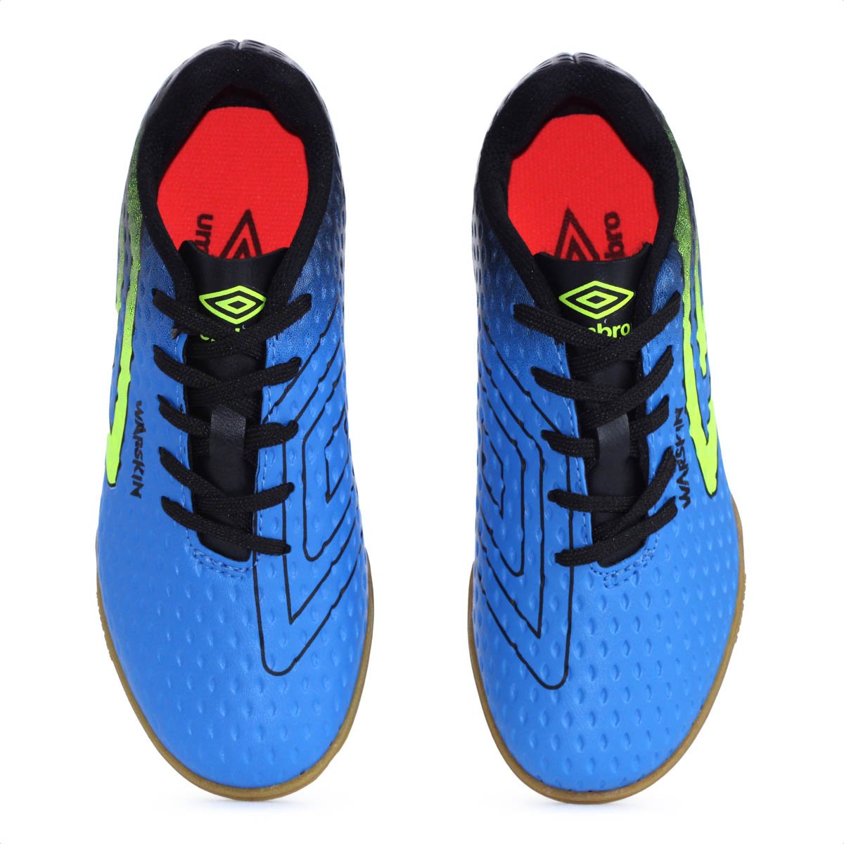 Chuteira Umbro Futsal Warskin JR Azul Verde e Preto - Infantil Azul 6