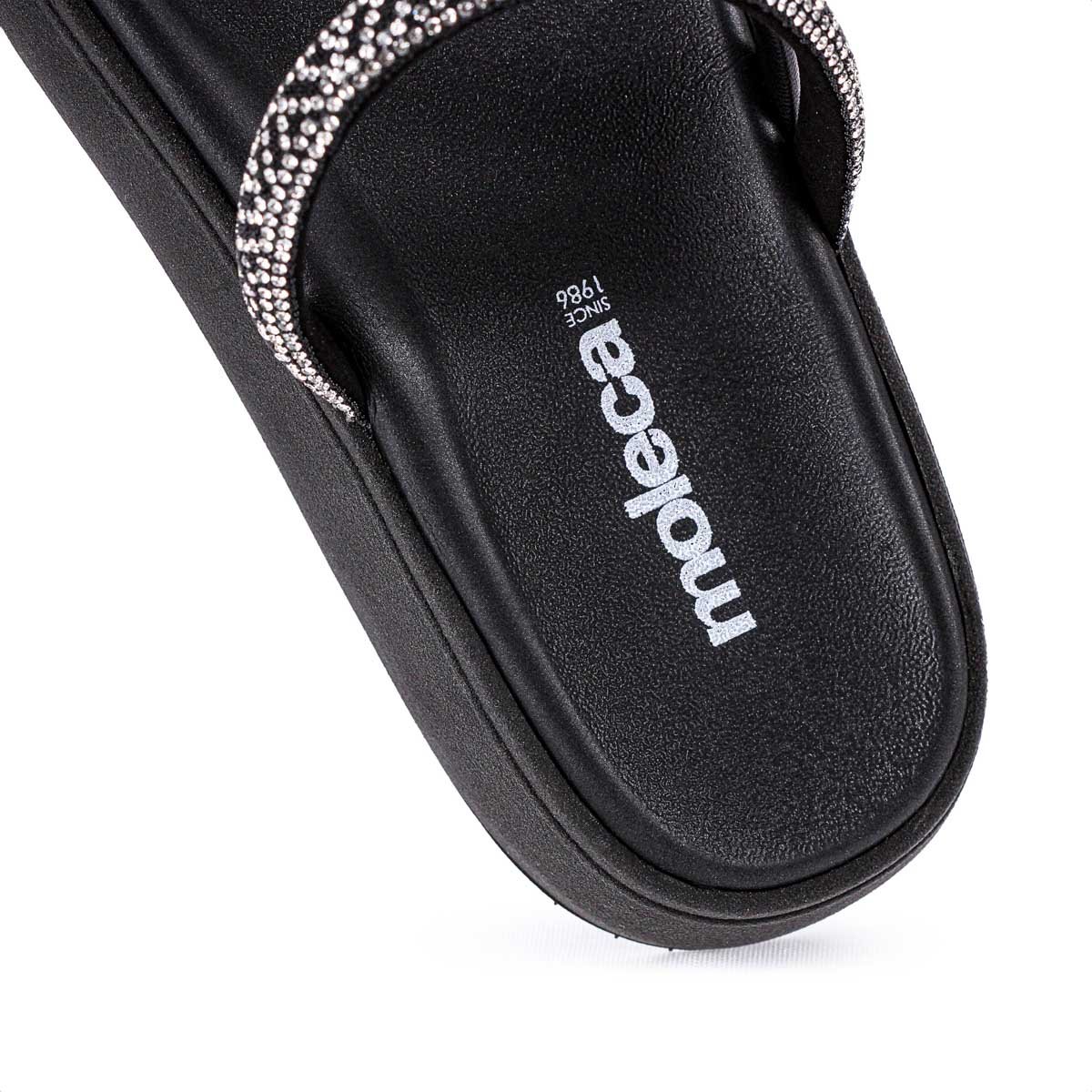 Sandalia Moleca Tira Tripla Cristais Preto - Feminino Preto 8