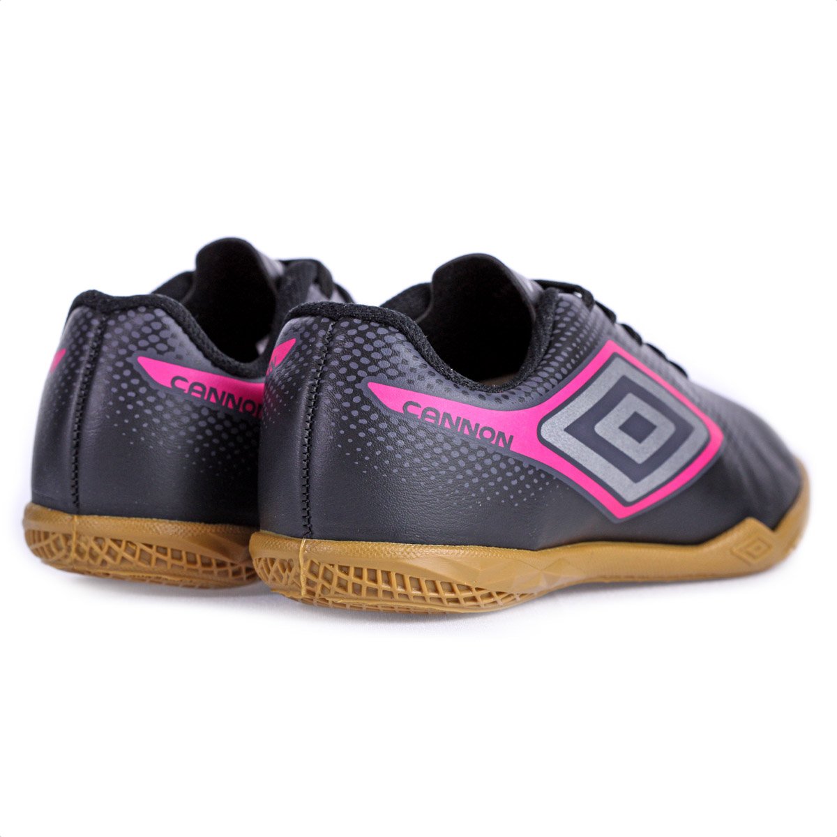 Chuteira Umbro Futsal Cannon JR Preto Cinza e Rosa - Infantil Preto 5