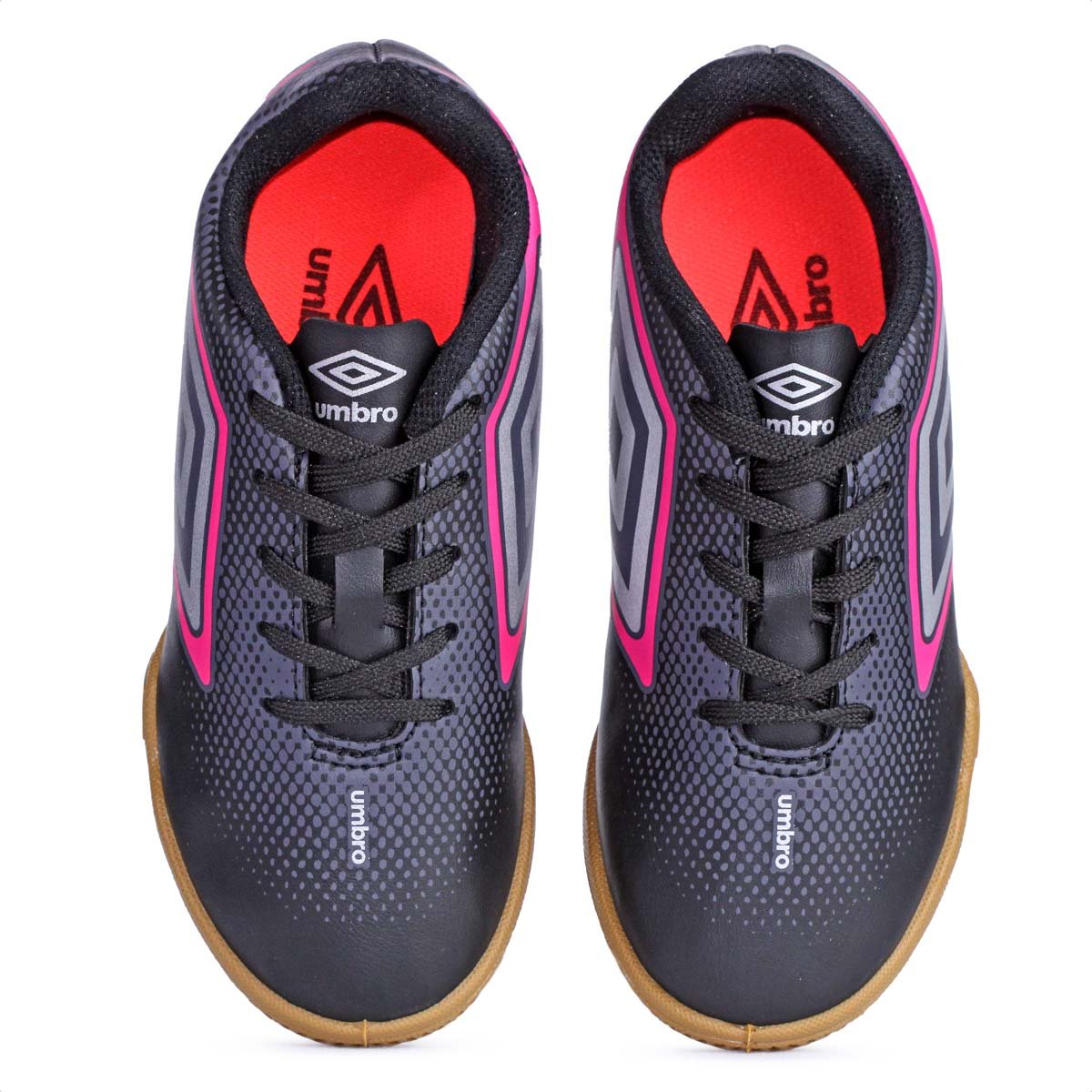 Chuteira Umbro Futsal Cannon JR Preto Cinza e Rosa - Infantil Preto 6