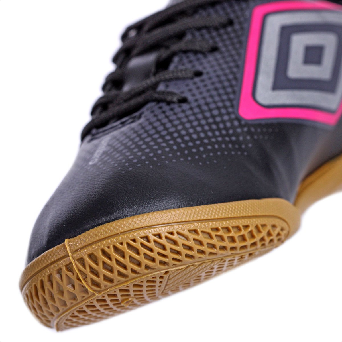 Chuteira Umbro Futsal Cannon JR Preto Cinza e Rosa - Infantil Preto 8