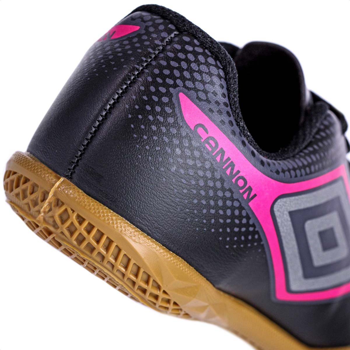 Chuteira Umbro Futsal Cannon JR Preto Cinza e Rosa - Infantil Preto 9