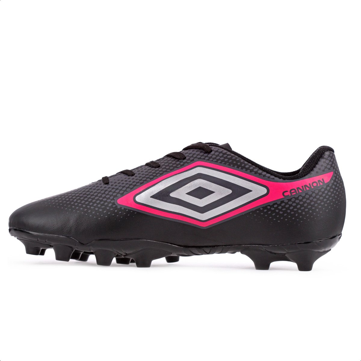 Chuteira Umbro Campo Cannon Preto Cinza e Rosa - Masculina Preto 2