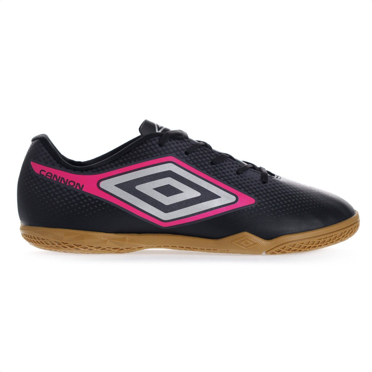 Chuteira Umbro Futsal Cannon Preto Cinza e Rosa - Masculina Preto 2