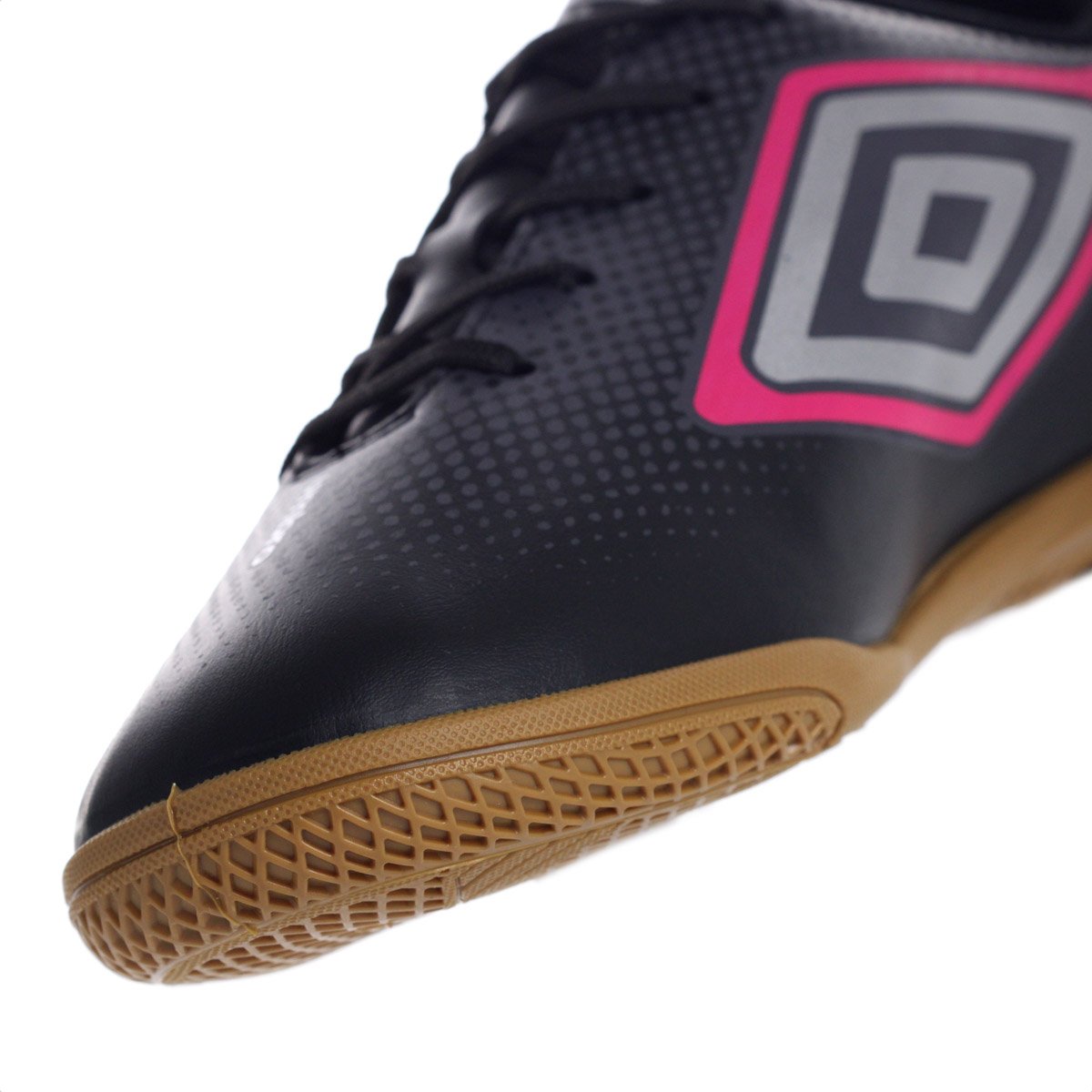 Chuteira Umbro Futsal Cannon Preto Cinza e Rosa - Masculina Preto 8