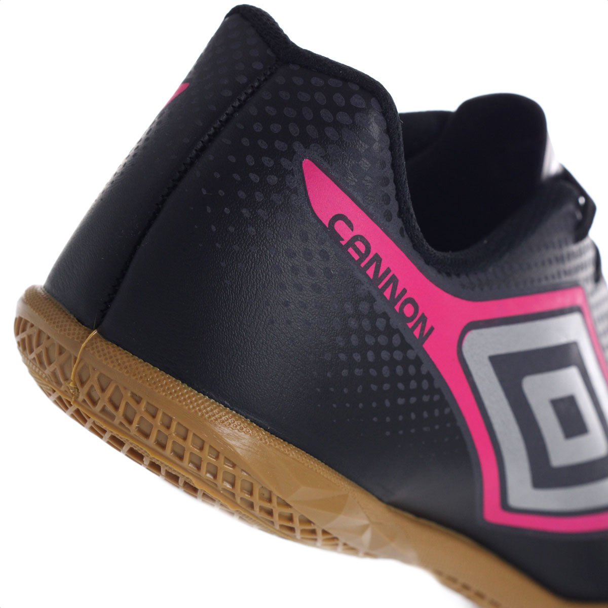 Chuteira Umbro Futsal Cannon Preto Cinza e Rosa - Masculina Preto 9