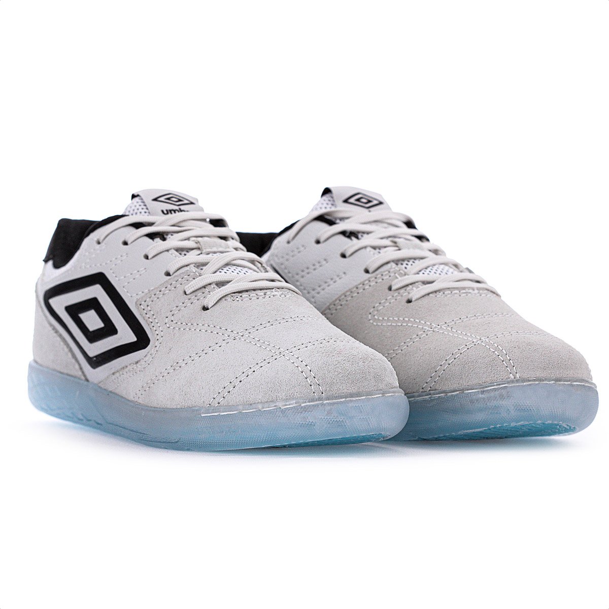 Chuteira Umbro Futsal Pro Challenge Branco Preto e Azul - Masculino Branco/Cinza/Azul 3