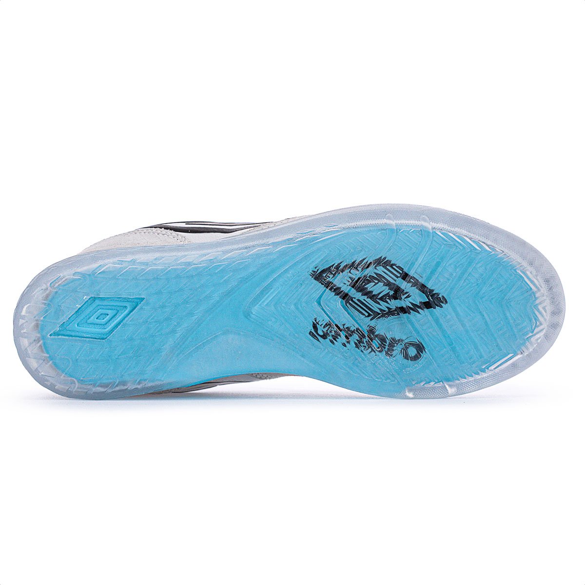 Chuteira Umbro Futsal Pro Challenge Branco Preto e Azul - Masculino Branco/Cinza/Azul 6