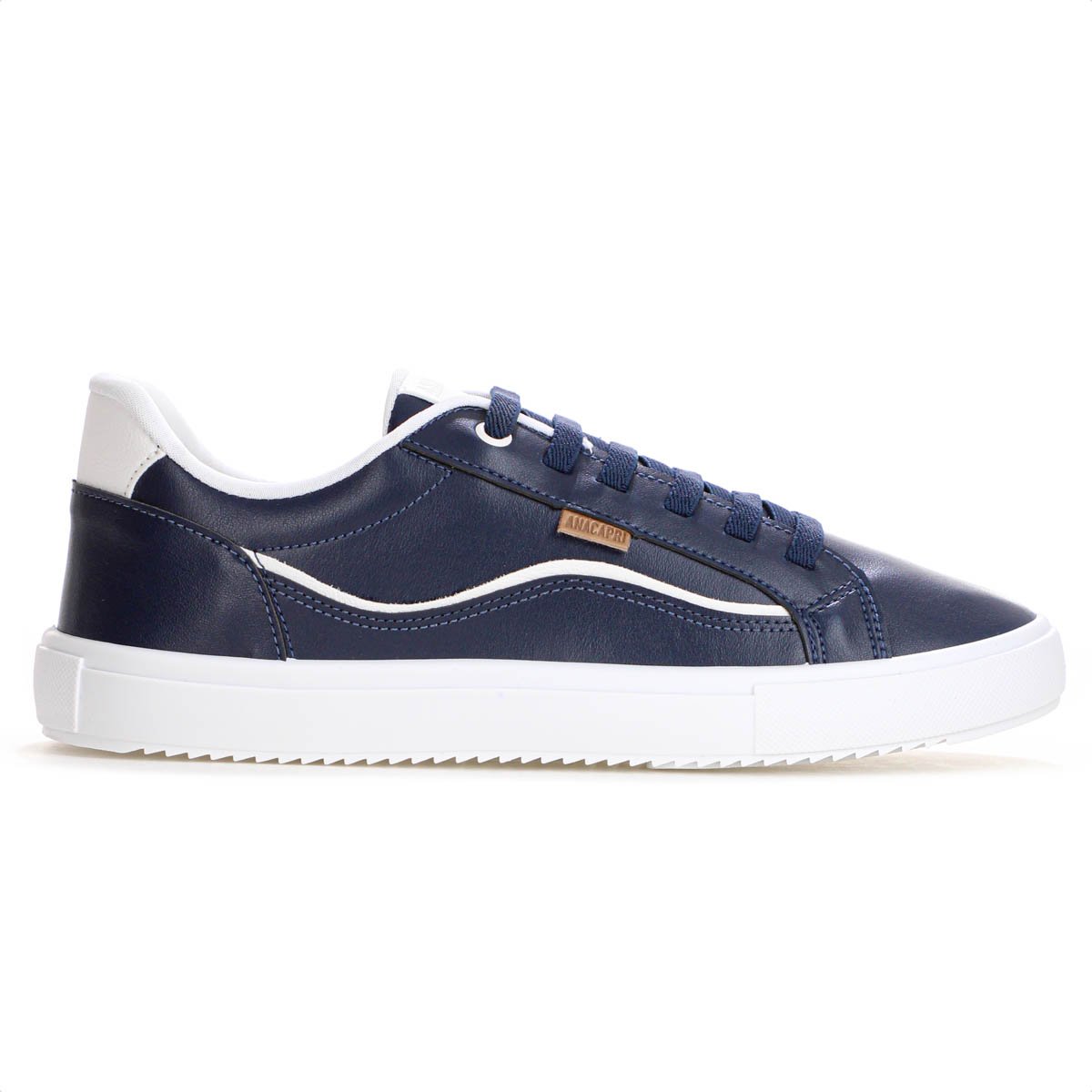 Tenis Anacapri Detalhe Onda Azul Marinho e Branco - Feminino