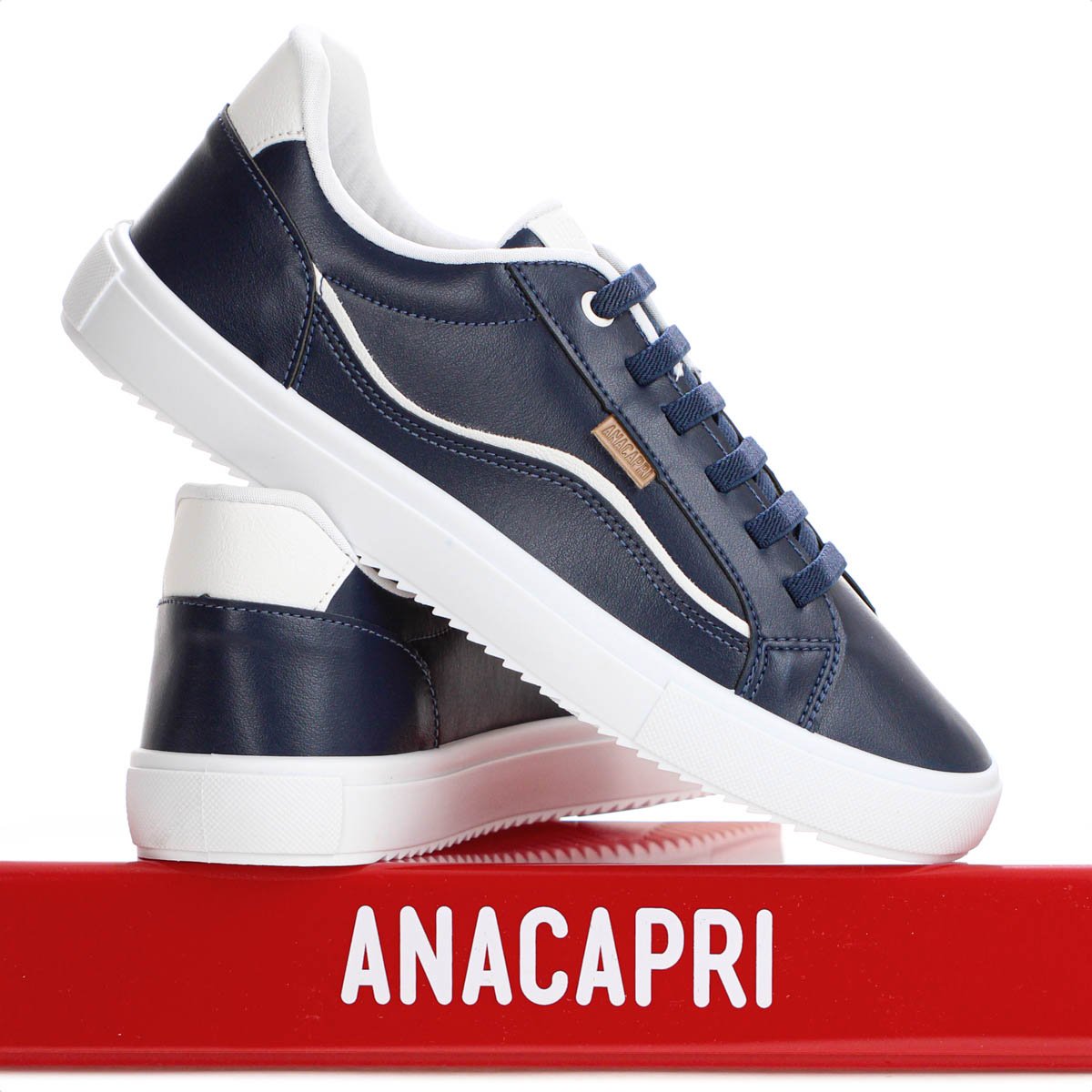 Tenis Anacapri Detalhe Onda Azul Marinho e Branco - Feminino Azul 8