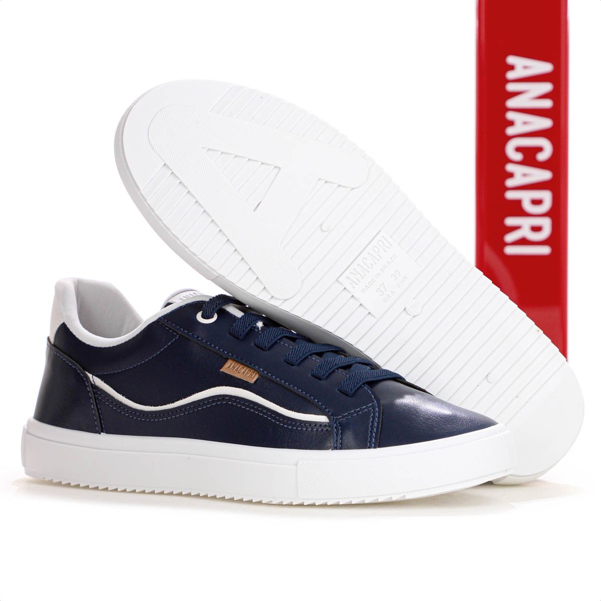 Tenis Anacapri Detalhe Onda Azul Marinho e Branco - Feminino Azul 9
