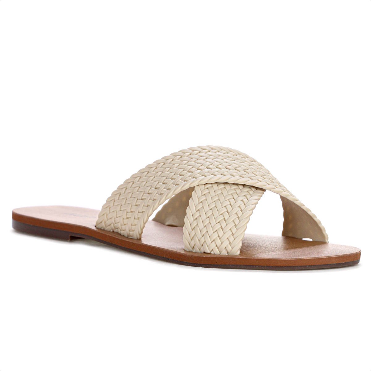 Rasteira Anacapri Tiras Cruzadas Trancada Perola Bege - Feminino