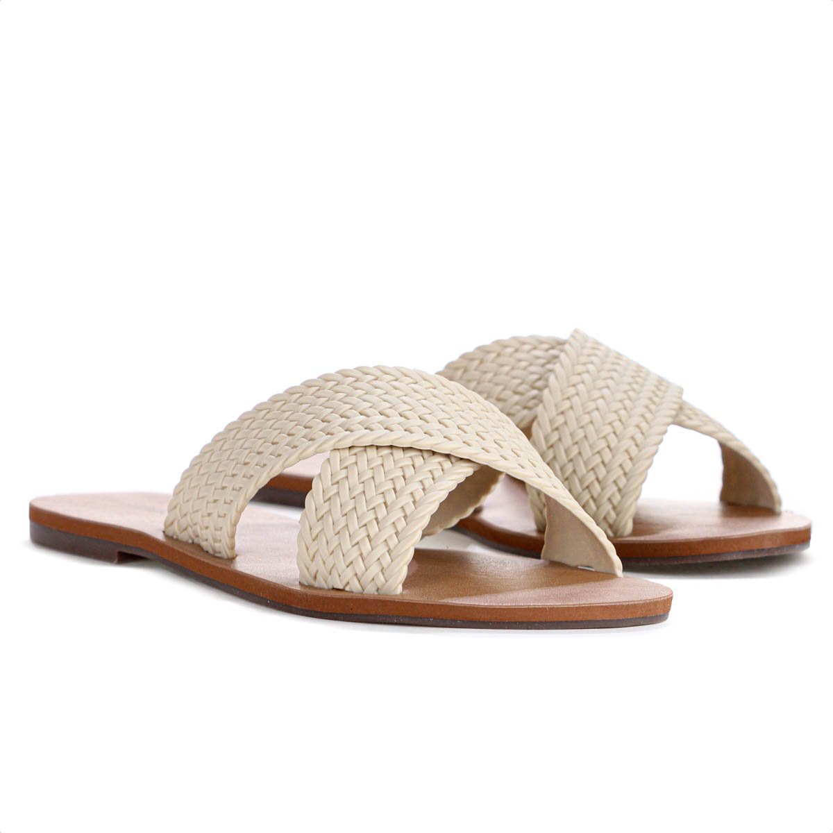 Rasteira Anacapri Tiras Cruzadas Trancada Perola Bege - Feminino Bege 4