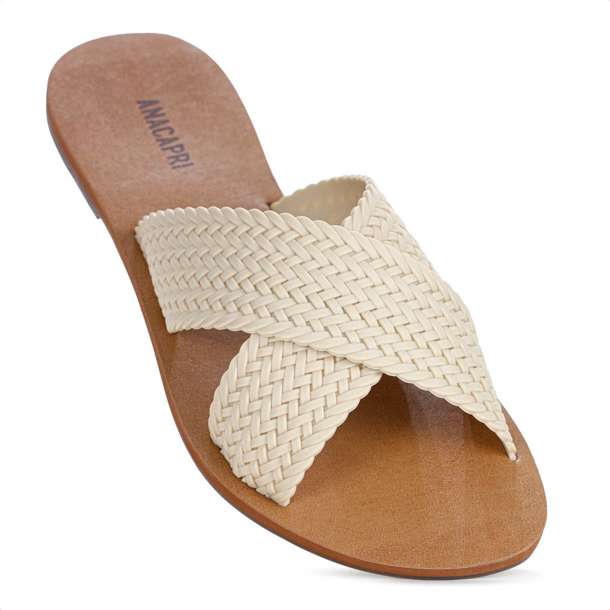 Rasteira Anacapri Tiras Cruzadas Trancada Perola Bege - Feminino Bege 7