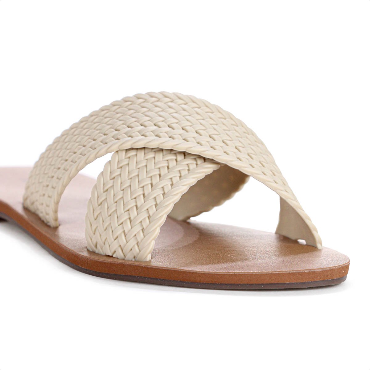 Rasteira Anacapri Tiras Cruzadas Trancada Perola Bege - Feminino Bege 8