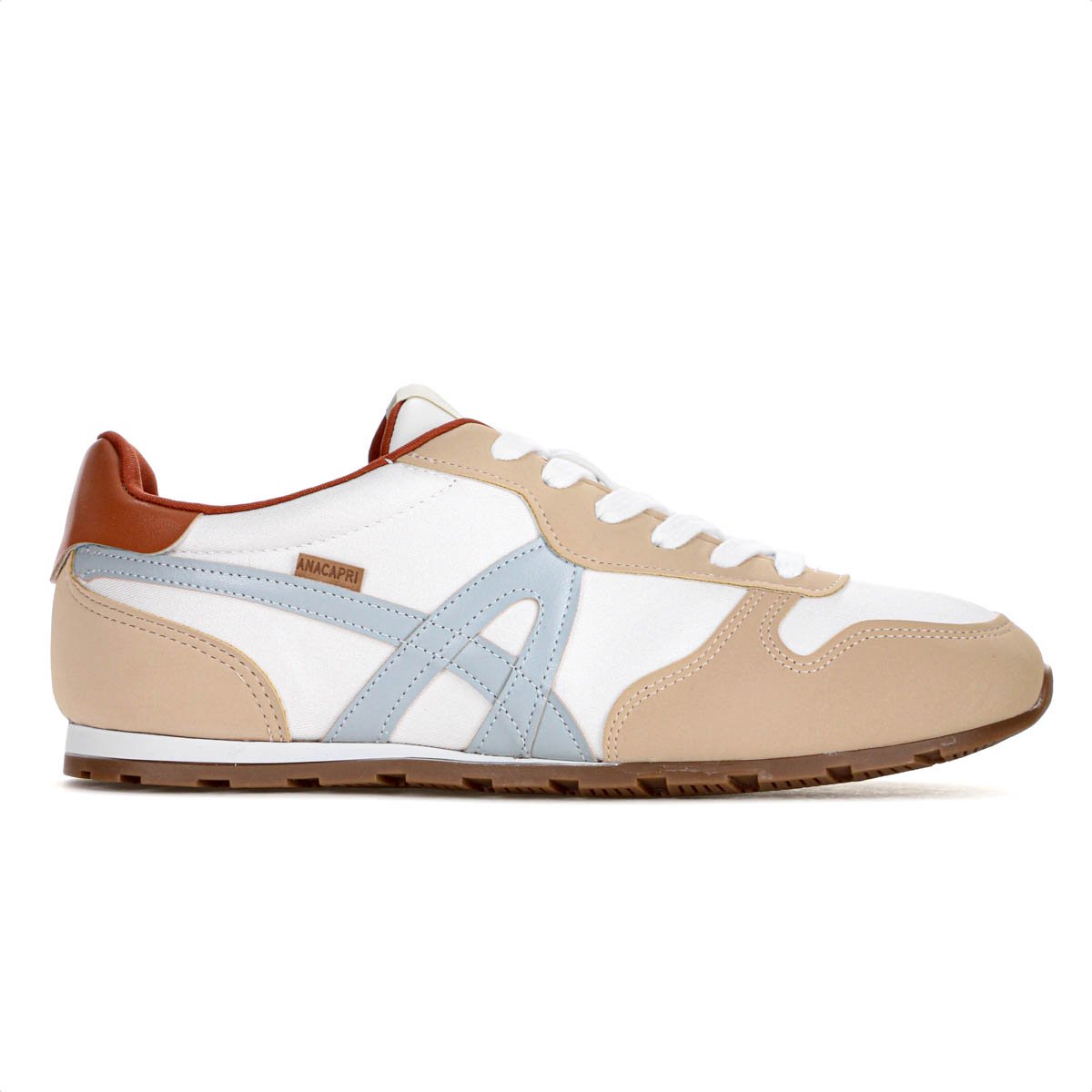 Tenis Anacapri Lola Branco Bege e Azul - Feminino