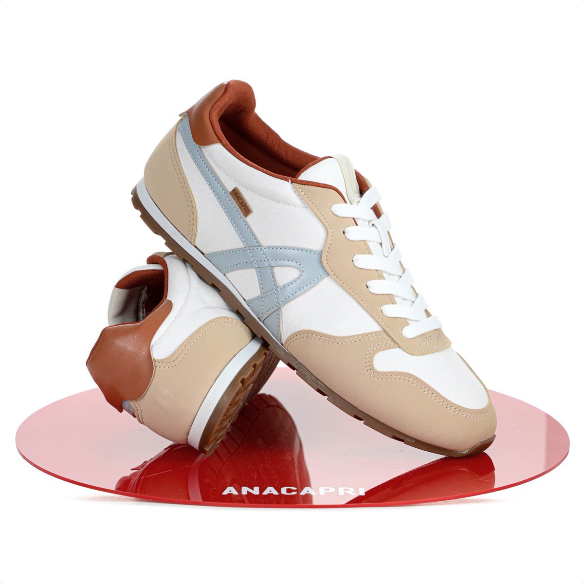 Tenis Anacapri Lola Branco Bege e Azul - Feminino Branco/Bege/Azul 9