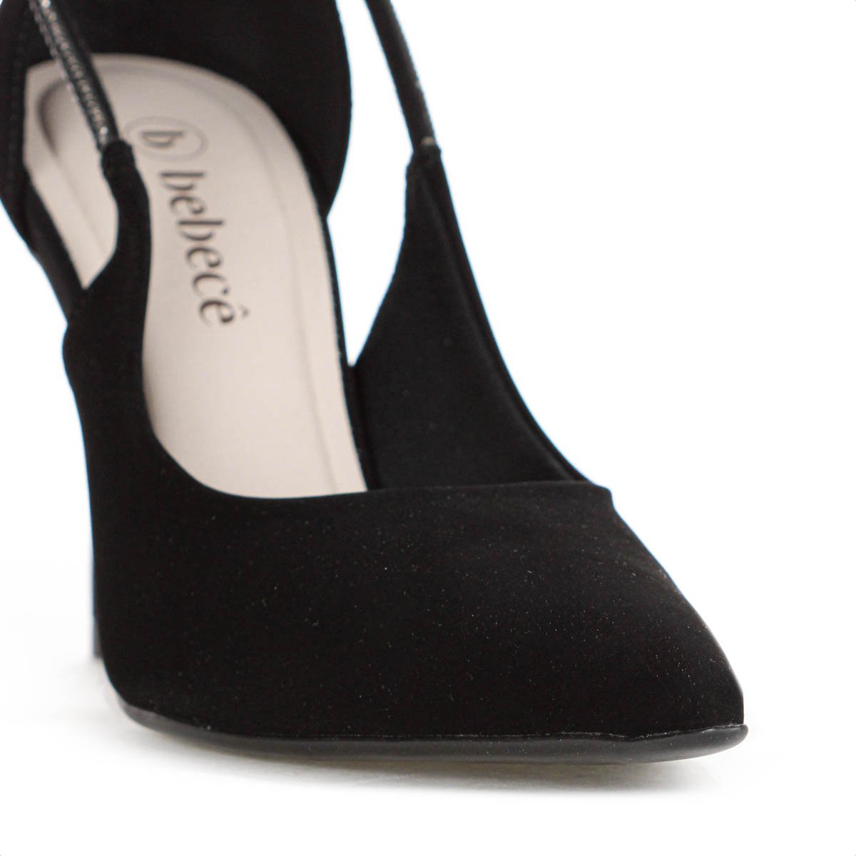 Scarpin Bebece Nobuck Fivela Strass Salto Alto Fino Preto - Feminino Preto 6