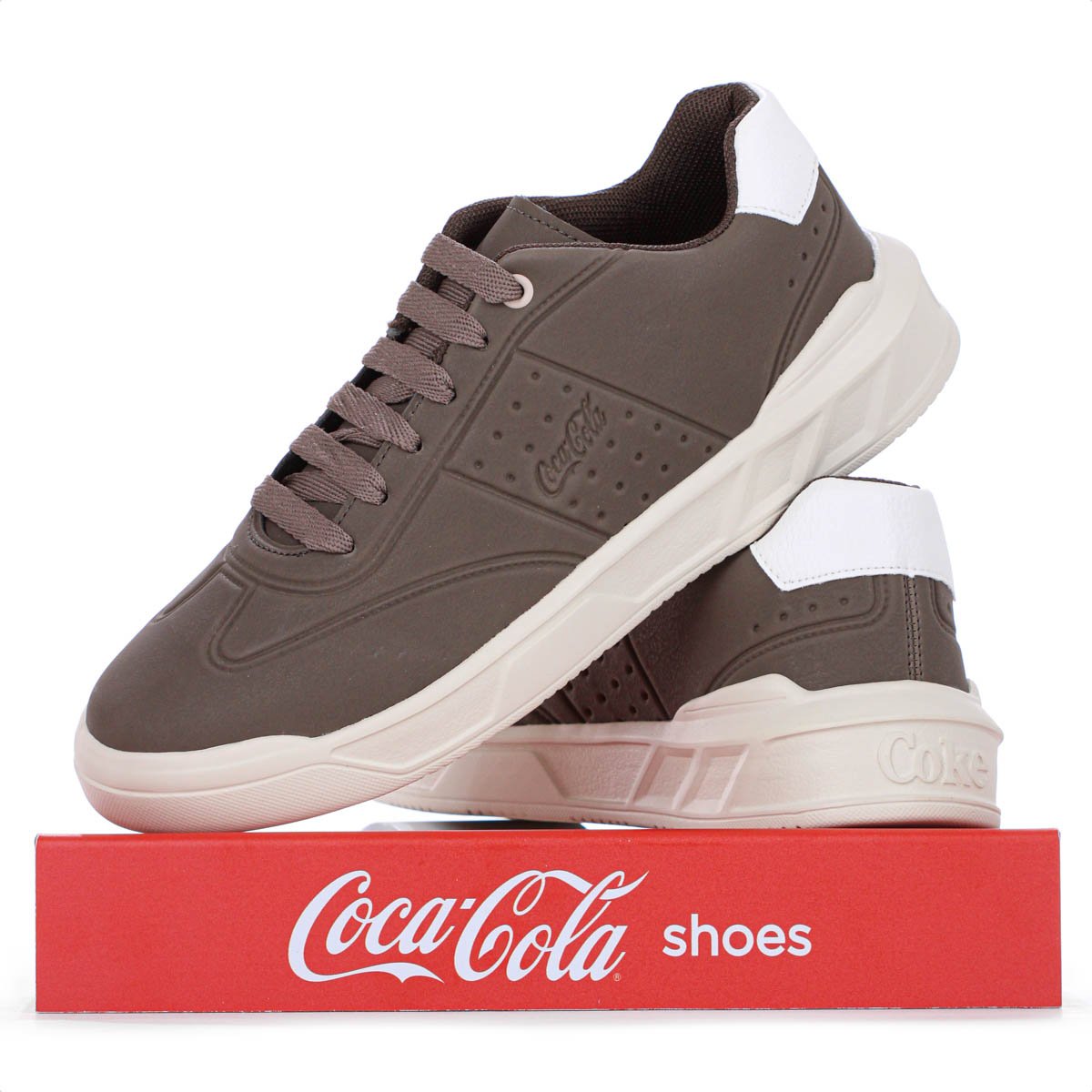 Tenis Coca Cola Soho Sky Marrom e Off White - Masculino Cinza 8