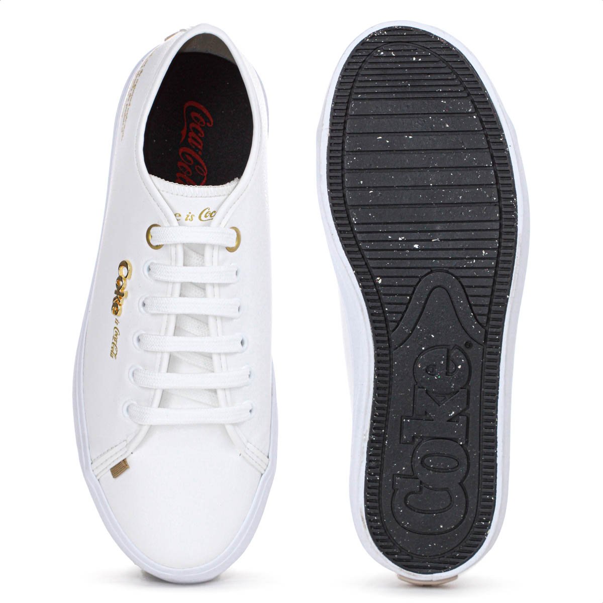 Tenis Coca Cola Key West Town Branco e Dourado - Feminino Branco 4
