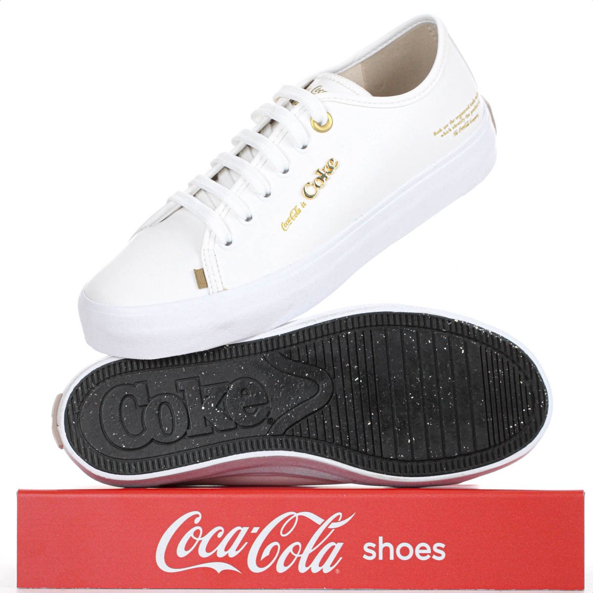 Tenis Coca Cola Key West Town Branco e Dourado - Feminino Branco 10