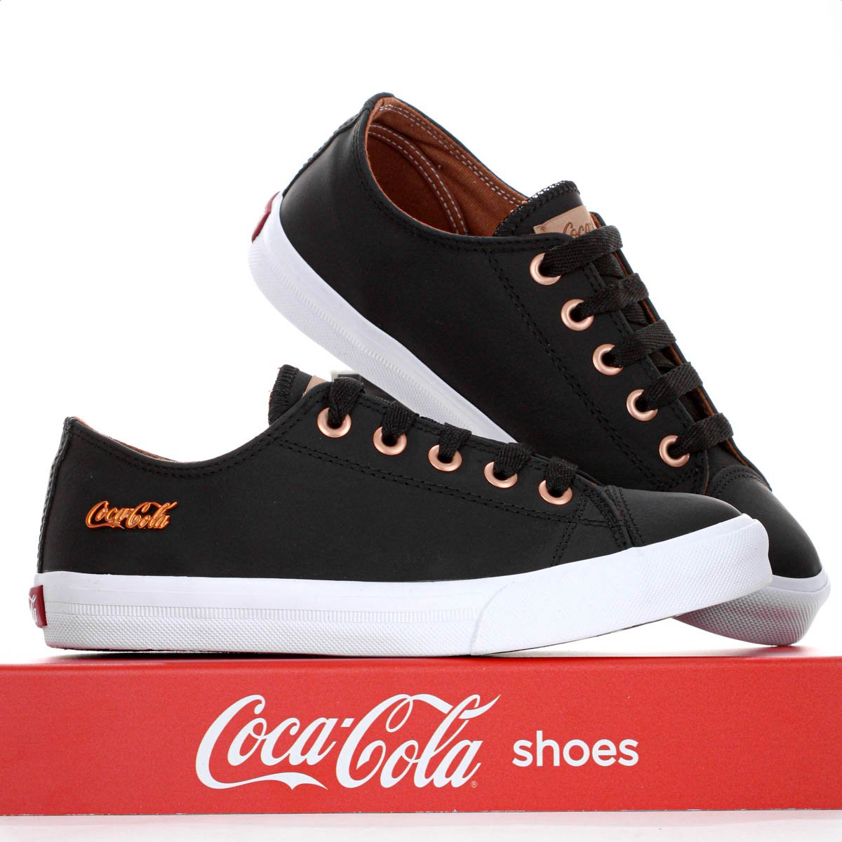 Tenis Coca Cola Atlanta Leather Preto e Cobre - Feminino Preto 9