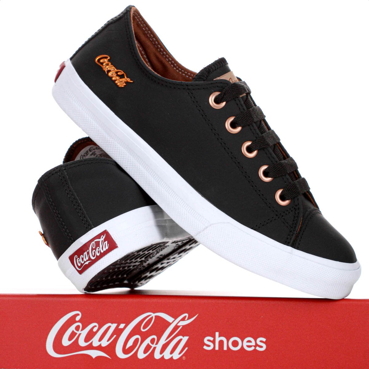 Tenis Coca Cola Atlanta Leather Preto e Cobre - Feminino Preto 10