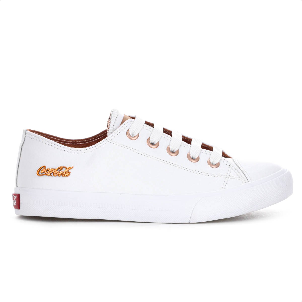 Tenis Coca Cola Atlanta Leather Branco e Cobre - Feminino