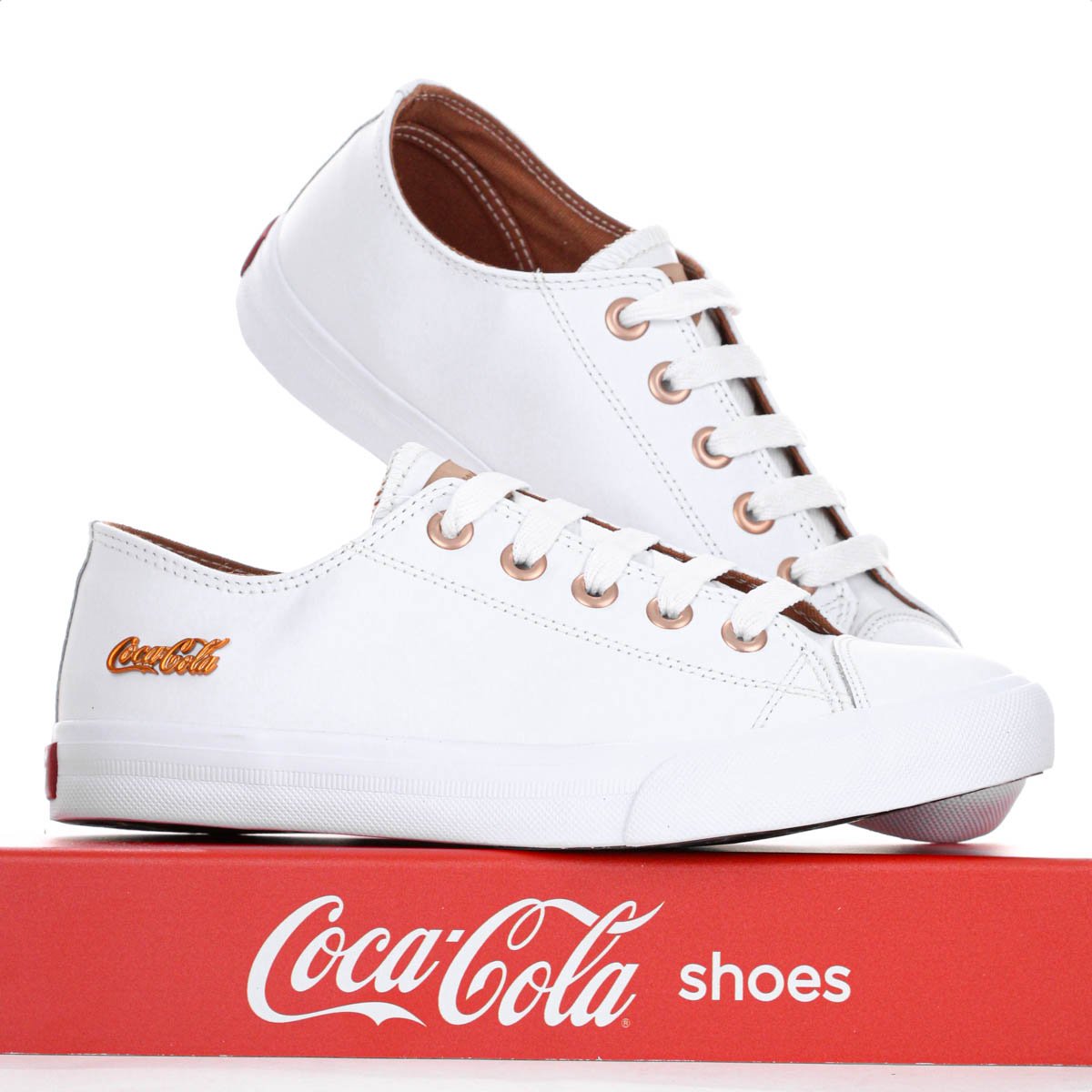 Tenis Coca Cola Atlanta Leather Branco e Cobre - Feminino Branco 9