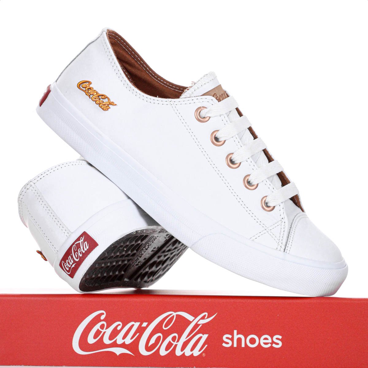 Tenis Coca Cola Atlanta Leather Branco e Cobre - Feminino Branco 10