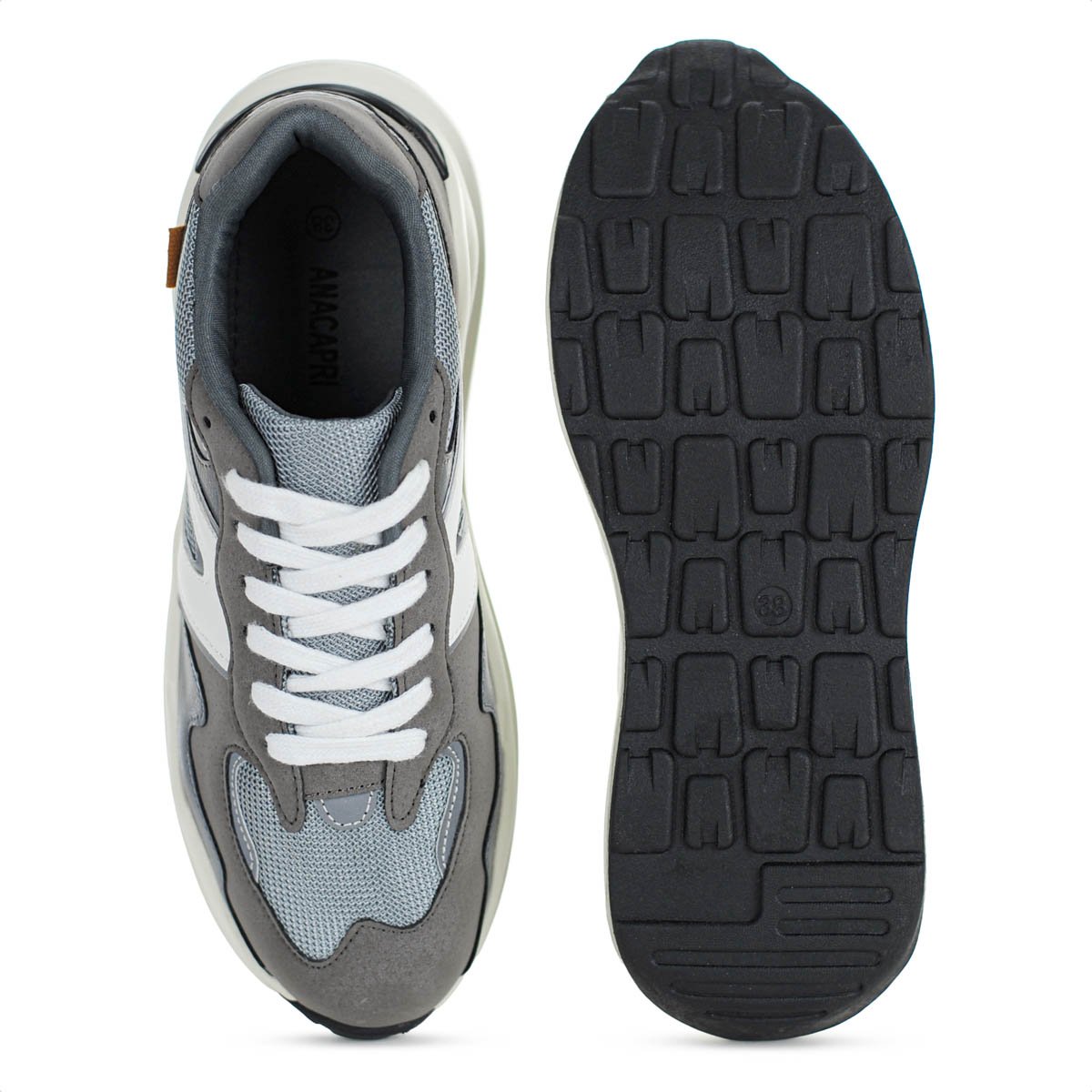 Tenis Anacapri Sporty Mia Virginia Fonseca Cinza Branco e Preto- Feminino Cinza 7