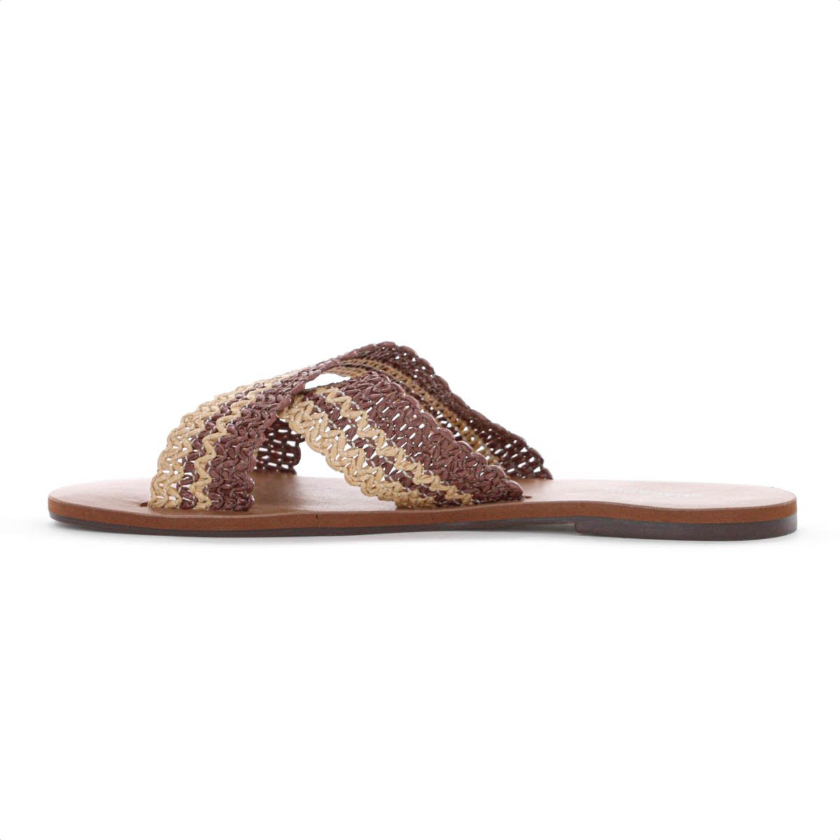 Rasteira Anacapri Tiras Cruzadas ZigZag Natural Marrom e Bege - Feminino Marrom 4