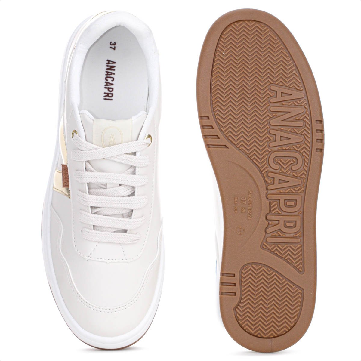 Tenis Anacapri AC1119 Virginia Fonseca Bege e Dourado - Feminino Bege 4