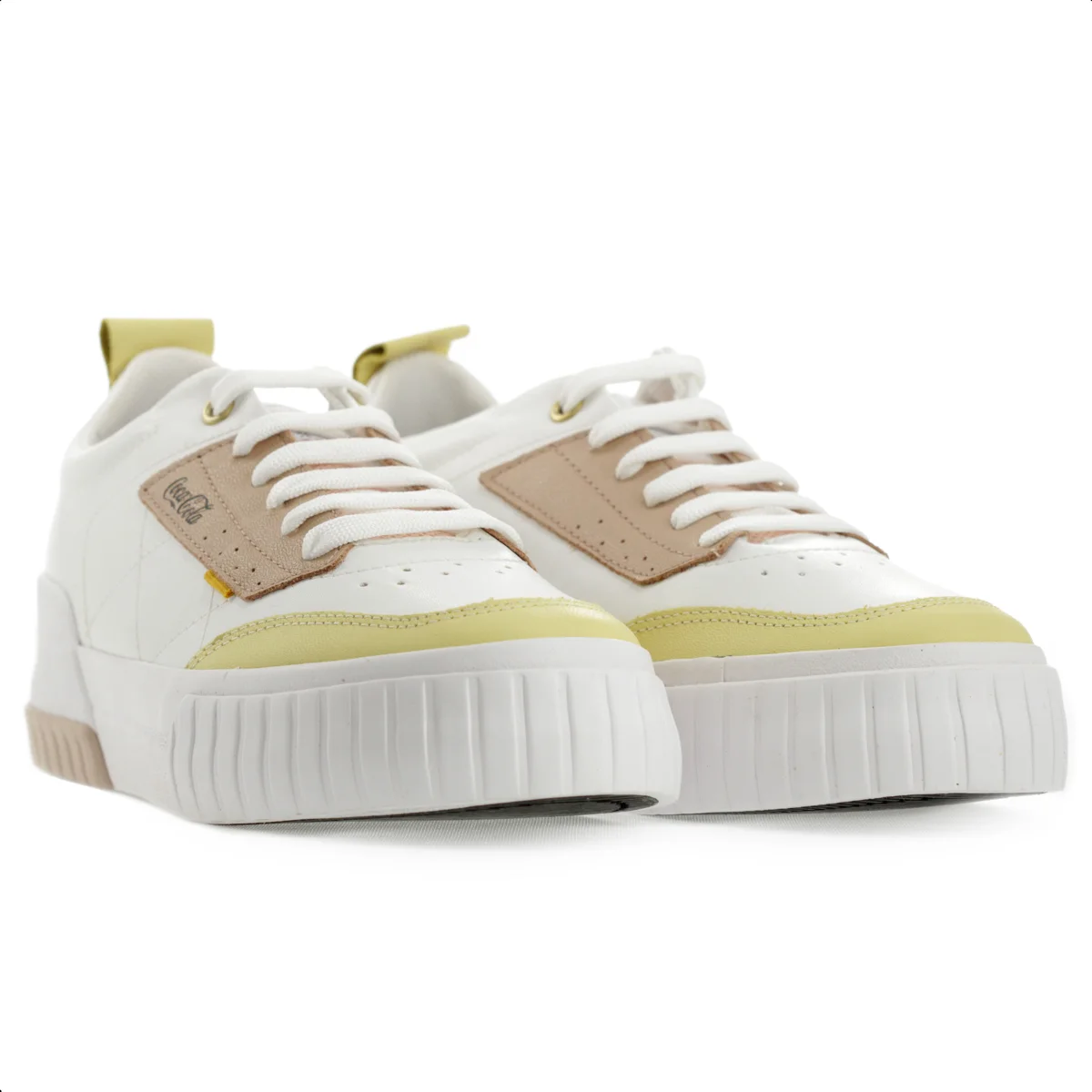 Tenis Coca Cola Rio Coast Branco Marrom e Amarelo - Feminino Branco 3