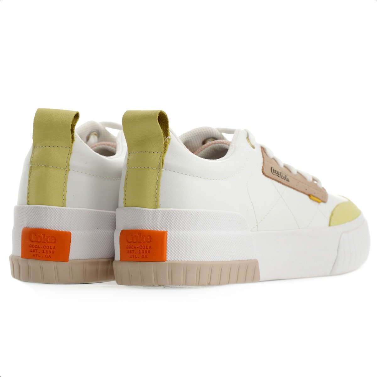Tenis Coca Cola Rio Coast Branco Marrom e Amarelo - Feminino Branco 4