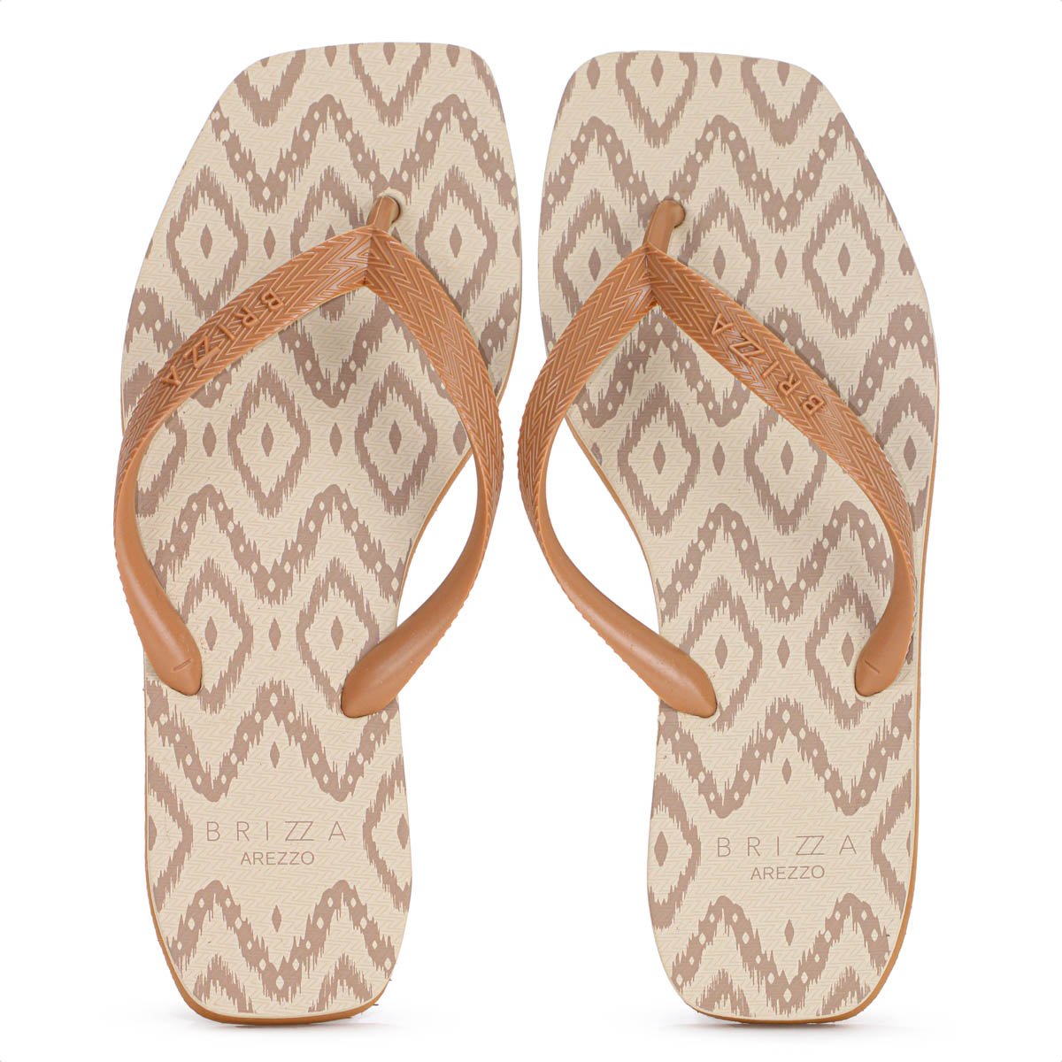 Chinelo Brizza Arezzo Bico Quadrado Ikat Marrom Claro - Feminino