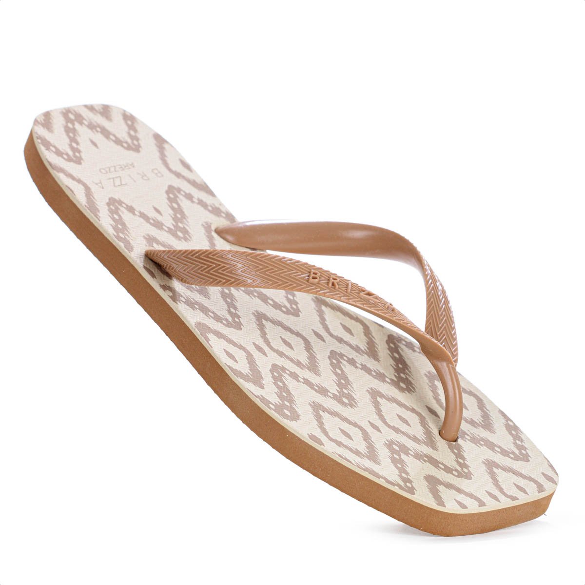 Chinelo Brizza Arezzo Bico Quadrado Ikat Marrom Claro - Feminino Marrom 7