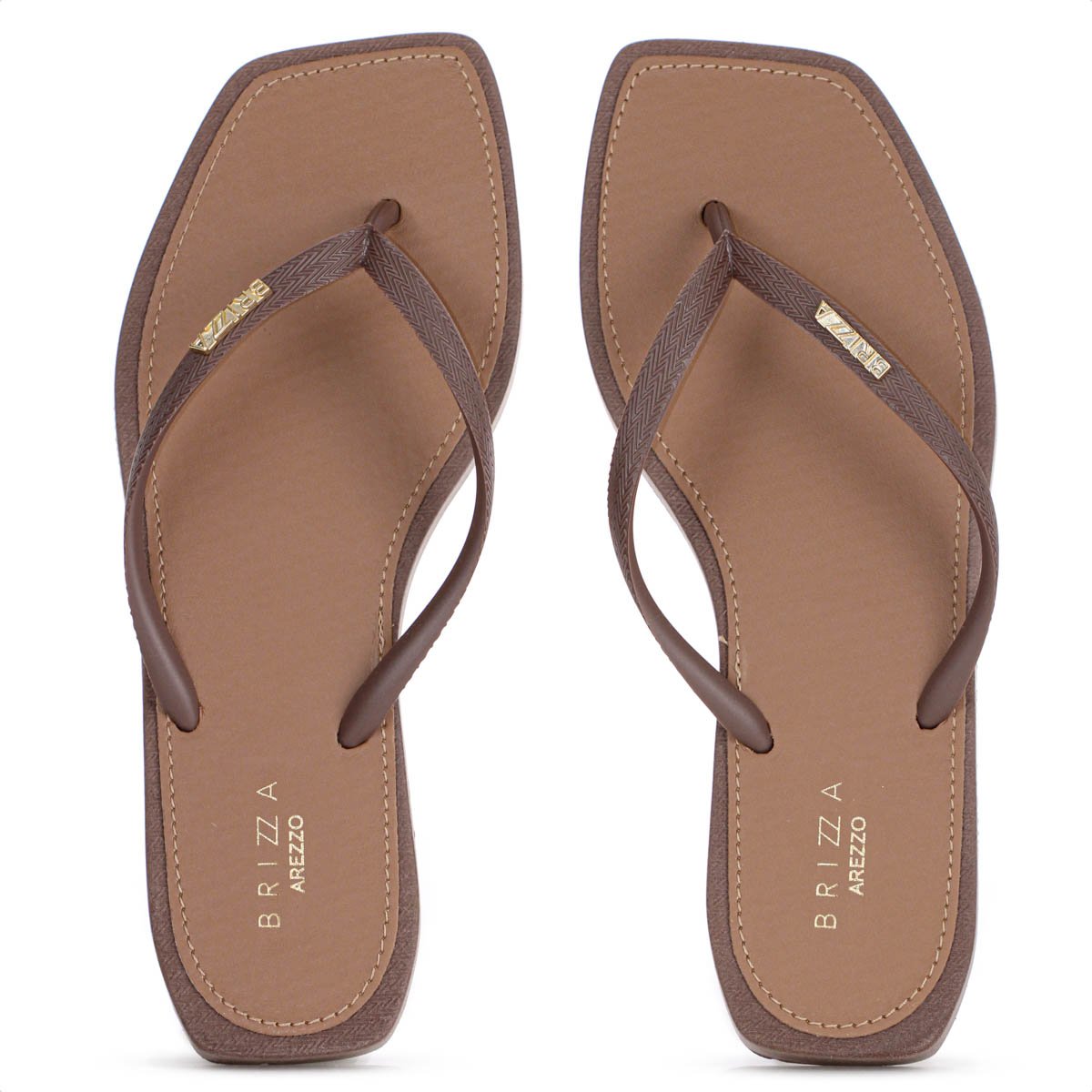 Chinelo Brizza Arezzo Bico Quadrado Marrom - Feminino